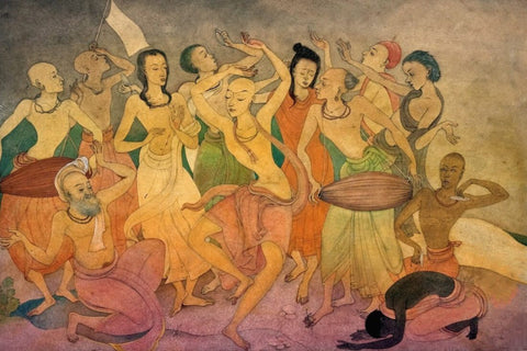 Chaitanya Kirtana - Kshitindranath Mazumdar – Bengal School of Art  - Indian Painting - Canvas Prints by Kshitindranath Majumdar