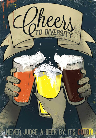 Cheers To Diversity - Funny Beer Quote - Home Bar Pub Art Poster - Posters