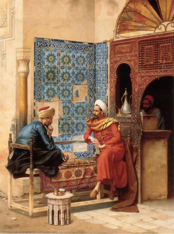 Chess Game - Ludwig Deutsch - Orientalism Art Painting - Large Art Prints