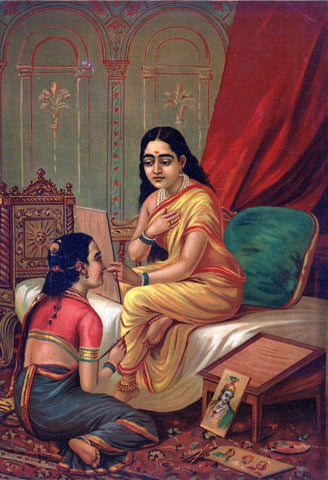 Chitralekha- Raja Ravi Varma Painting - Large Art Prints by Raja Ravi Varma