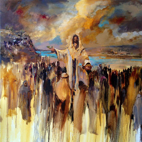Christ Preaching - Christian Art Jesus Painting - Canvas Prints