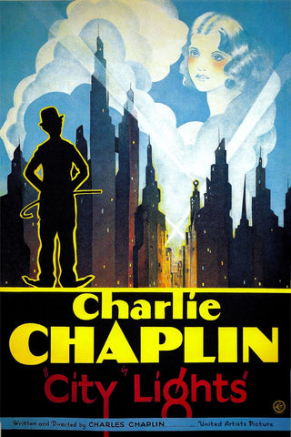 City Lights (1931) - Charlie Chaplin - Hollywood Classics English Movie Poster - Life Size Posters by Jerry