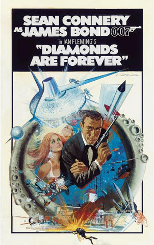 Classic Movie Art Poster -  Diamonds Are Forever -  Tallenge Hollywood James Bond Poster Collection - Canvas Prints by Tallenge Store