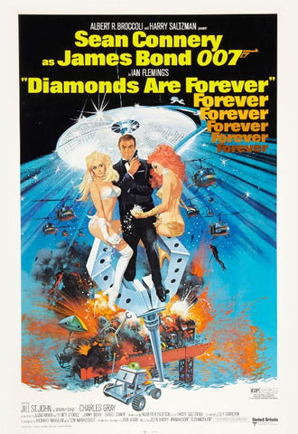 Classic Movie Robert E McGinnis Art Poster - Diamonds Are Forever - Tallenge Hollywood James Bond Poster Collection - Framed Prints by Tallenge Store