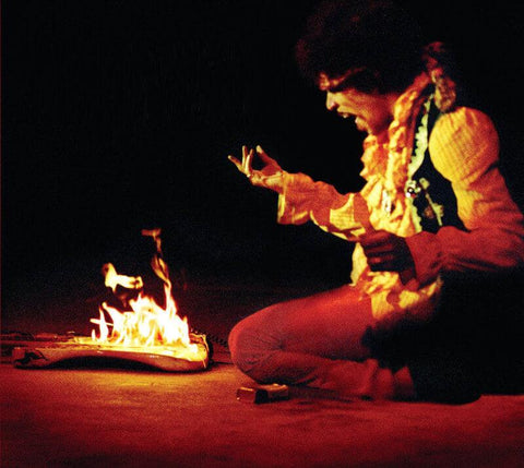 Classic Rock Moment - Jimi Hendrix Sets Guitar On Fire at Monterey Festival 1967 - Tallenge Music Collection - Large Art Prints by Joel Jerry