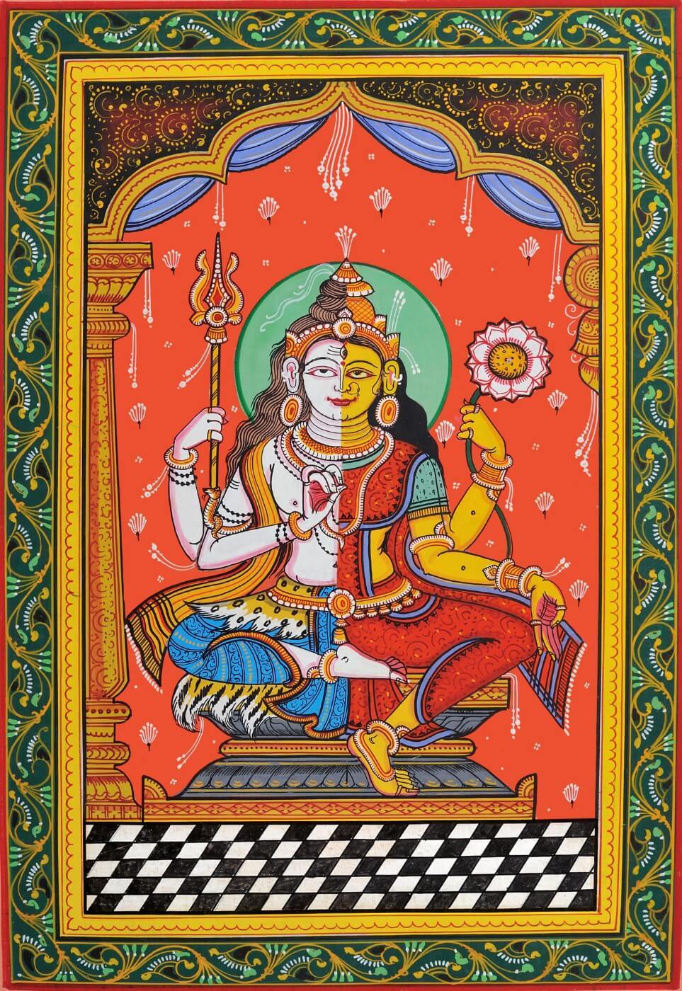 Classical Indian Painting Shiva as Ardhanarishvar Shiva Shakti