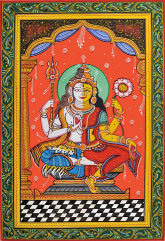 Classical Indian Painting - Shiva as Ardhanarishvar - Shiva Shakti - Canvas Prints by Jayadeva Sinha