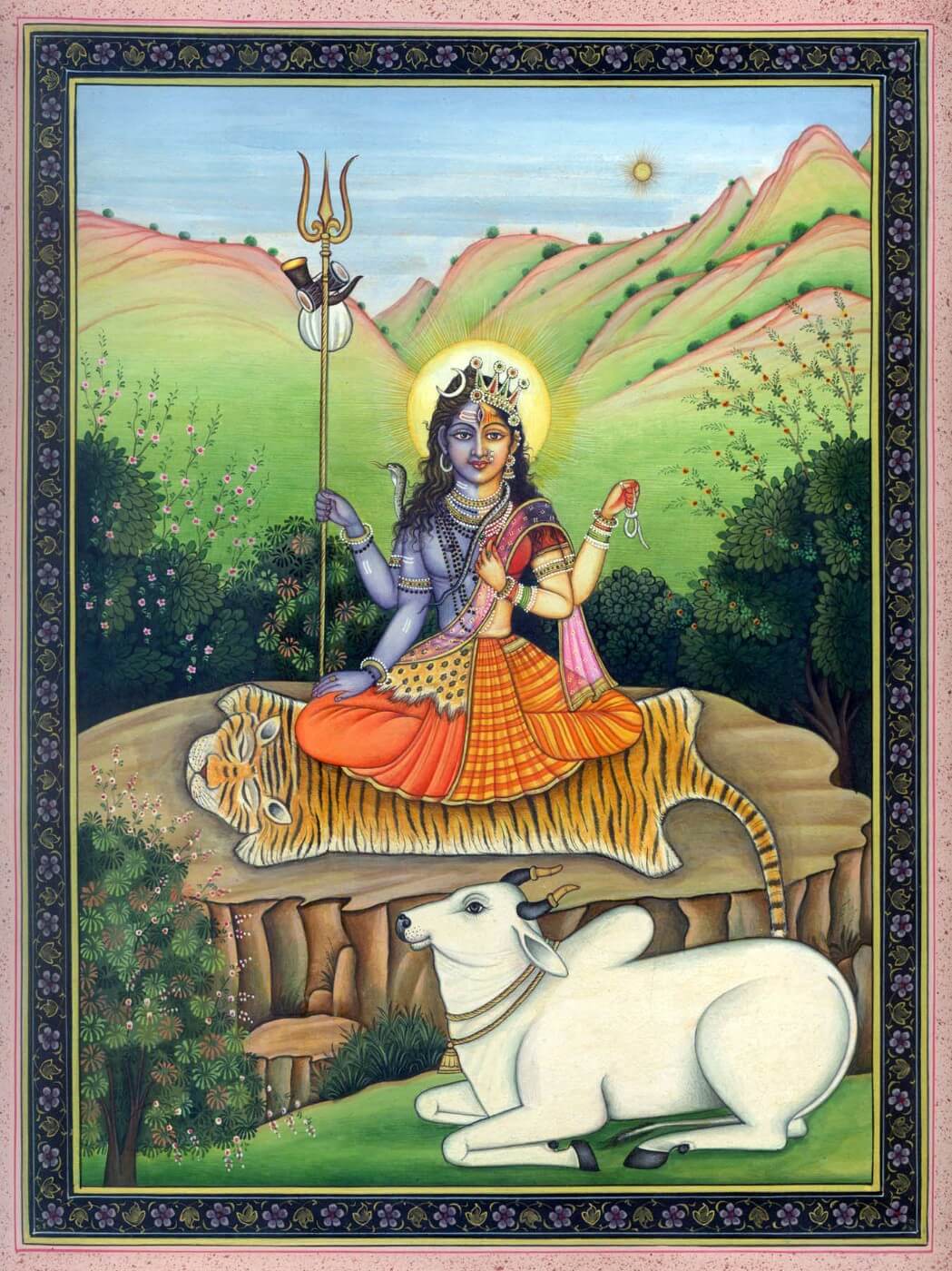 Classical Indian Painting Shiva as Ardhanarishwar Shiva Shakti