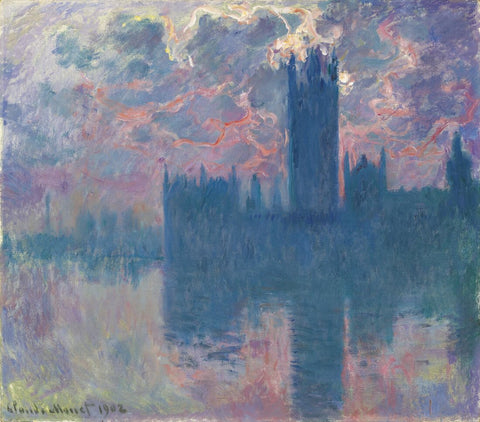 The Houses of Parliament, Sunset (Les chambres du Parlement, coucher de soleil) – Claude Monet Painting – Impressionist Art - Posters by Claude Monet 