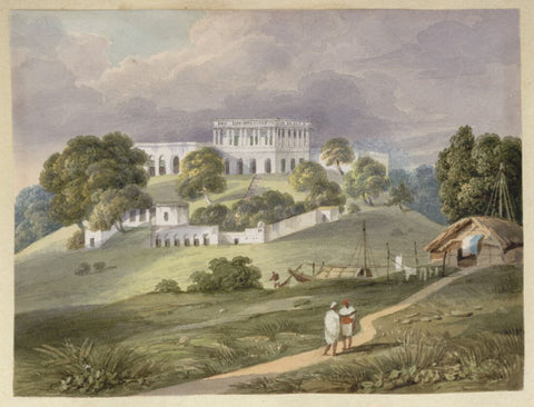 Cleveland Hill House at Bhagalpur - Charles DOyly 1820 - Vintage Orientalist Paintings of India by Charles DOyly