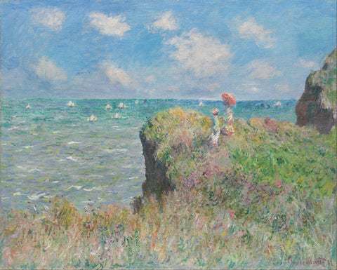 Cliff Walk At Pourville - Canvas Prints by Claude Monet
