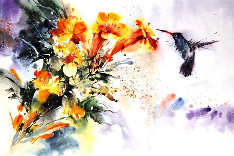 Colibri Hummingbird - Colorful Painting - Birds Wildlife Art Print Poster - Framed Prints