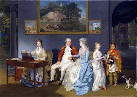Colonel Blair with his Family and an Indian Ayah - Kanpur - Johan Zoffany - c1785 Vintage Orientalist Paintings of India - Framed Prints by Johan Zoffany