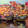 Colorful Benaras (The Holy City of Varanasi) Painting - Canvas Prints