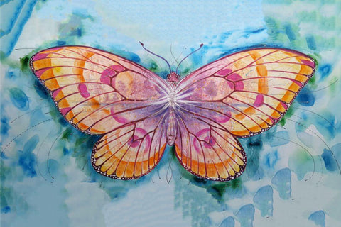 Colorful Butterfly - Contemporary Watercolor Painting Art Print by Federico Cortese