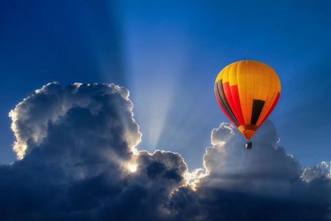 Colorful Hot Air Balloon In The Sky - Large Art Prints by Hamid Raza