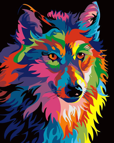 Colorful Wolf Painting by Sina Irani