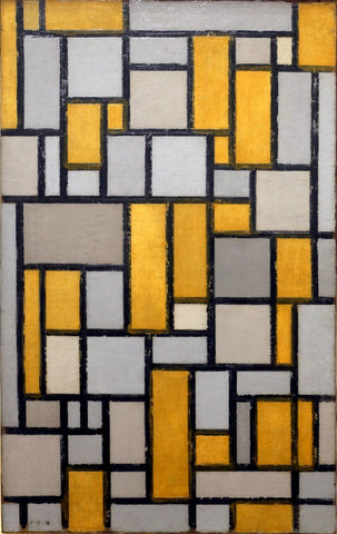 Composition with Gray and Light Brown - Piet Mondrian - Framed Prints