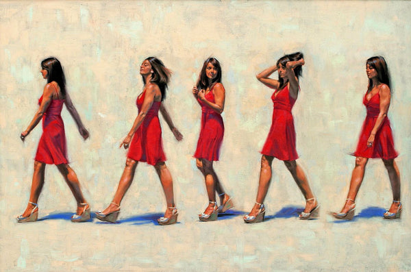 Contemporary Art - That Girl In The Red Dress - A Study - Canvas Prints