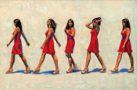 Contemporary Art - That Girl In The Red Dress - A Study - Canvas Prints