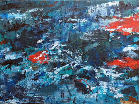 Contemporary Abstract Art - Salmons Swimming Upstream by Sherly David