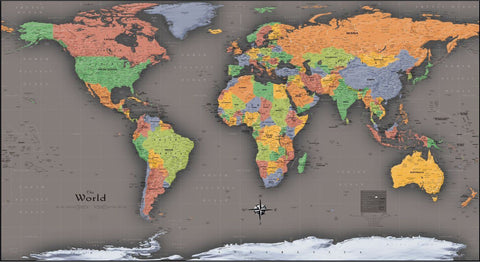 Contemporary Map Of The World - Framed Prints