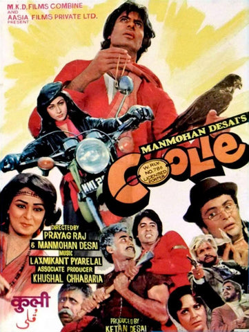 Coolie Amitabh Bachchan Bollywood Hindi Movie Poster Art