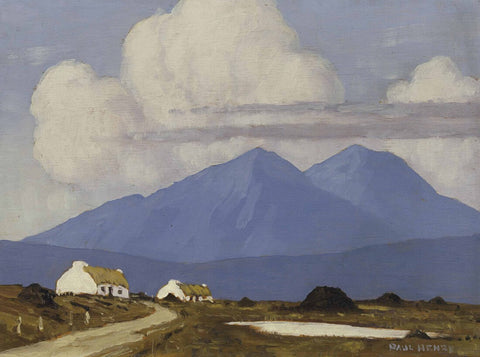 Cottages In West Ireland - Paul Henry RHA - Irish Master - Landscape Painting by Paul Henry