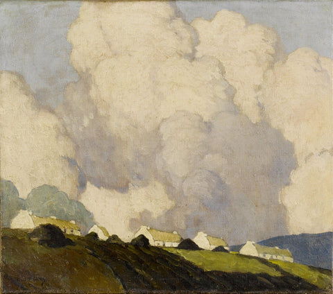 Cottages Under Looming Clouds - Paul Henry RHA - Irish Master - Landscape Painting - Life Size Posters