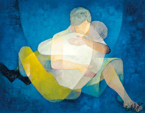 Couple Embrace (Couple S'embrassant) - Louis Toffoli - Contemporary Art Painting - Framed Prints