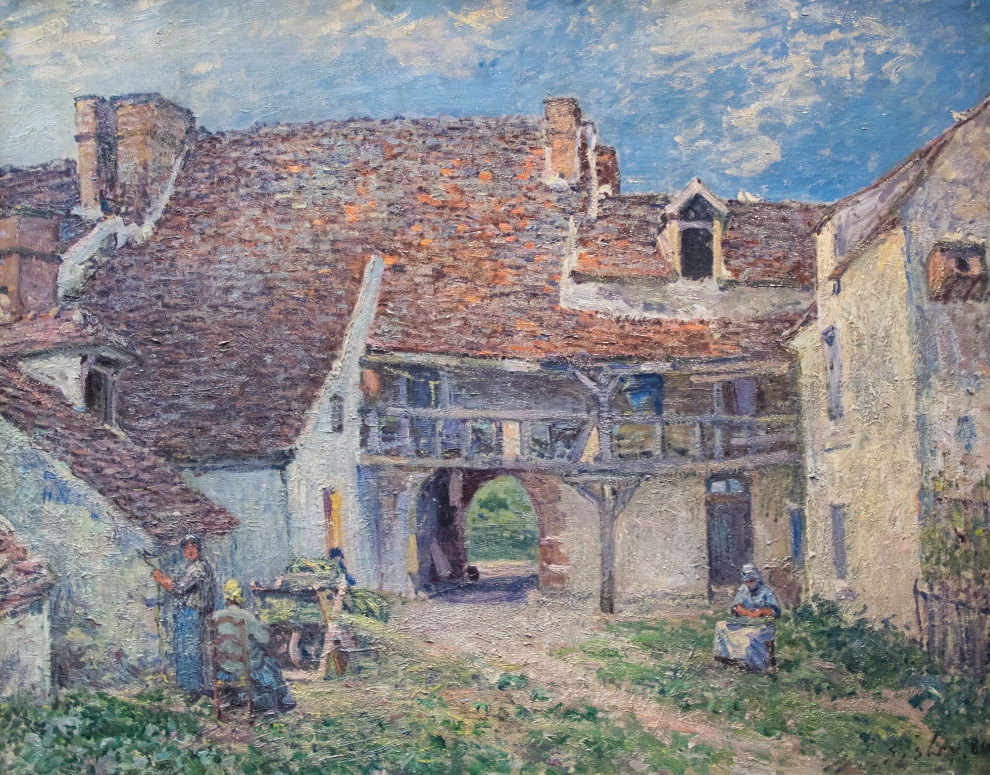Cour de ferme à Saint-Mammès by Alfred Sisley | Buy Posters
