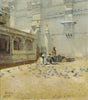 Courtyard of the Amber Palace Jaipur Rajasthan -  John Gleich - Vintage Orientalist Painting of India - Canvas Prints