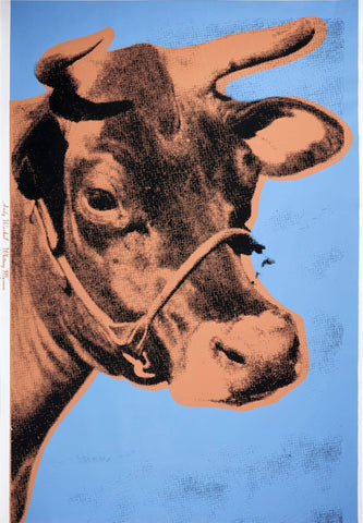 Cow (Orange On Blue) - Andy Warhol - Pop Art Painting - Large Art Prints by Andy Warhol