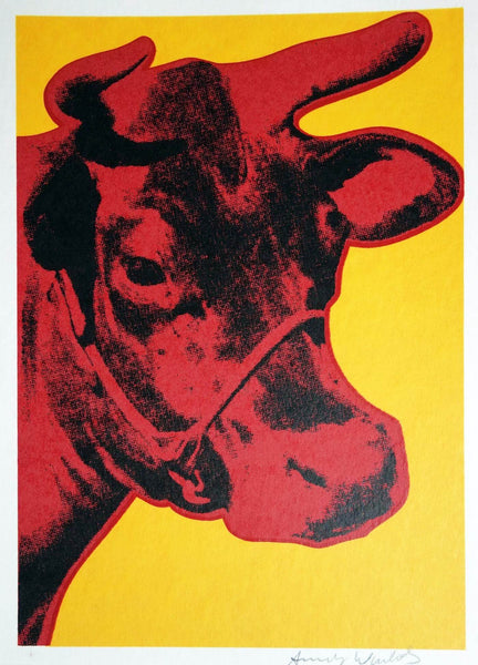 Cow (Red On Yellow) - Andy Warhol - Pop Art Print - Life Size Posters