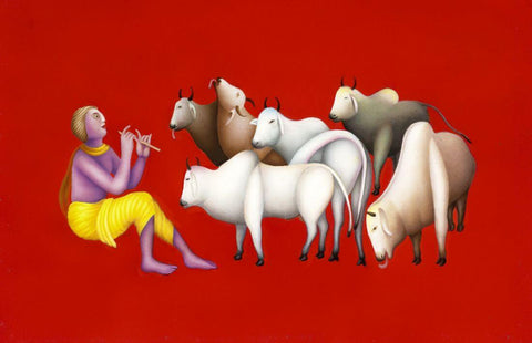 Cowherd - Canvas Prints by Manjit Bawa