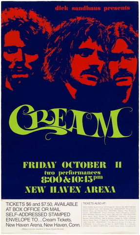 Cream At New Haven Arena - Tallenge Music Retro Concert Vintage Poster Collection - Life Size Posters