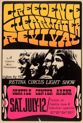 Creedence Clearwater Revival CCR - 1969 Seattle -  Music Concert Poster - Large Art Prints