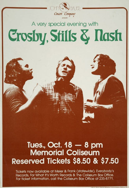 Crosby Stills and Nash - Portland Memorial Coliseum - Music Concert Poster - Framed Prints