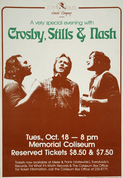 Crosby Stills and Nash - Portland Memorial Coliseum - Music Concert Poster - Posters
