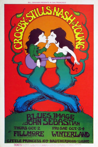 Crosby Stills Nash And Young Live At Fillmore West - Music Concert Poster - Tallenge Vintage Rock Music Collection by Tallenge Store
