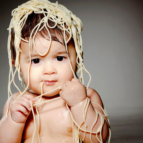 Cute Baby Wants To Eat Noodles - Art Prints