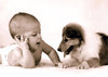 Cute Baby With Puppy - Art Prints
