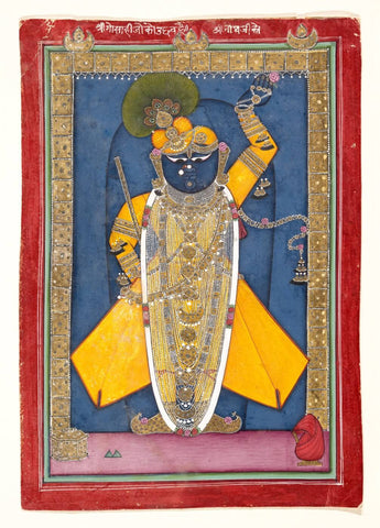Indian Miniature Art - Krishna In The Form of Shri Nathji - Framed Prints