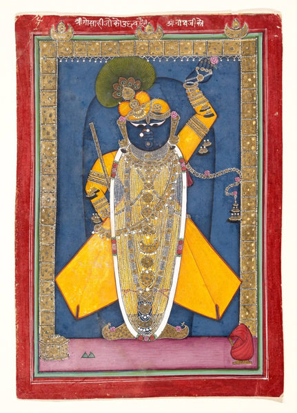 Indian Miniature Art - Krishna In The Form of Shri Nathji - Art Prints