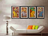 Set of 4 Jamini Roy Paintings - Framed Art Print - Small (11 x 18) inches each