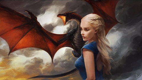 Daenerys Targaryen And Drogon - Fan Art From Game Of Thrones - Posters