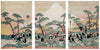 Daimyô’s Procession Passing Mount Fuji (Triptych) - Kitagawa Utamaro - Japanese Edo period Ukiyo-e Woodblock Print Art Painting - Framed Prints