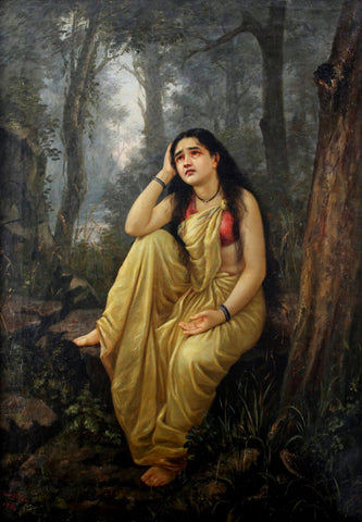 Damayanti Vanavasa - Raja Ravi Varma - Vintage Indian Art Painting by Raja Ravi Varma