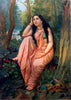 Damayanti Vanavas - Raja Ravi Varma Press Oleograph Print - Vintage Indian Art - Life Size Posters