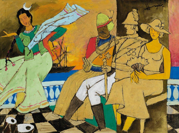 Dance Performance - Raj Series - Maqbool Fida Husain - Framed Prints